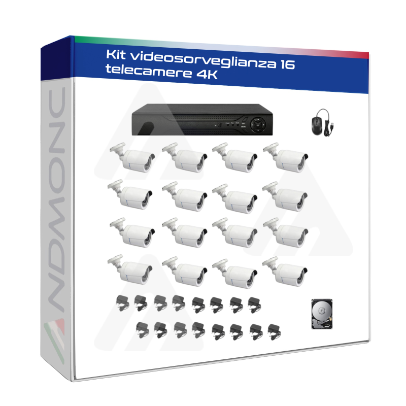 Kit videosorveglianza 16 telecamere 4K