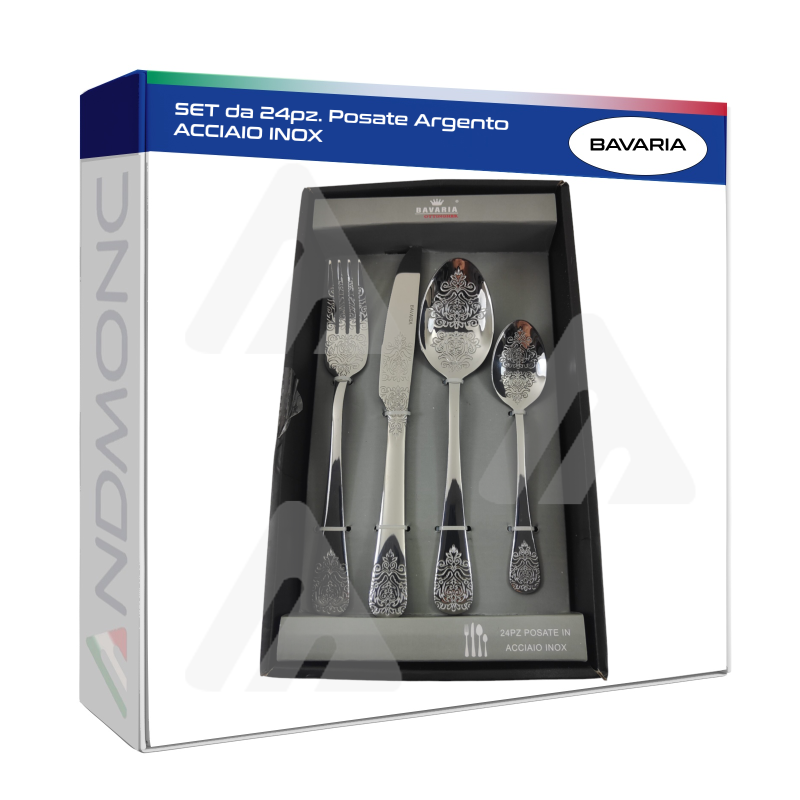 SET da 24pz. Posate Argento ACCIAIO INOX