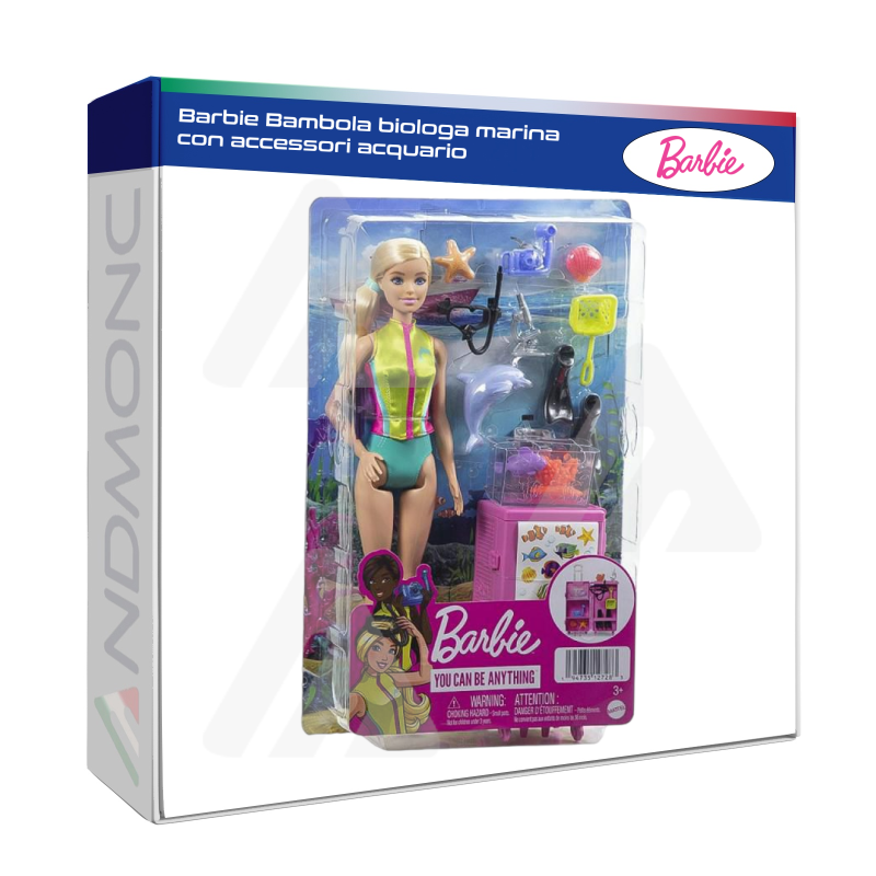 Barbie Bambola biologa marina con accessori acquario