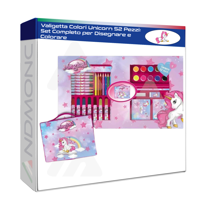 Valigetta Colori Unicorn 52 Pezzi: Set Completo per Disegnare e Colorare