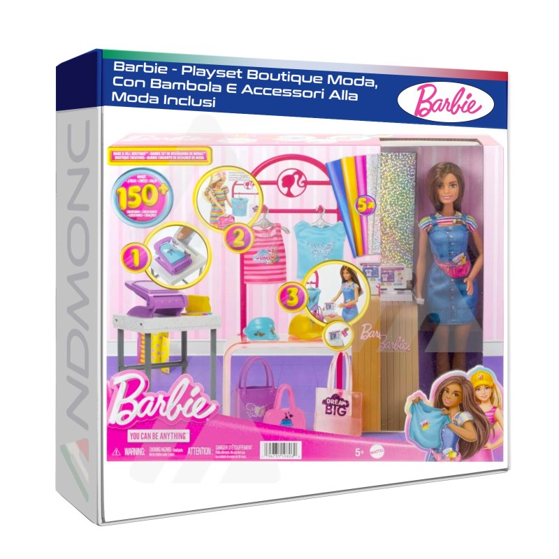 Barbie - Playset Boutique Moda, Con Bambola E Accessori Alla Moda Inclusi