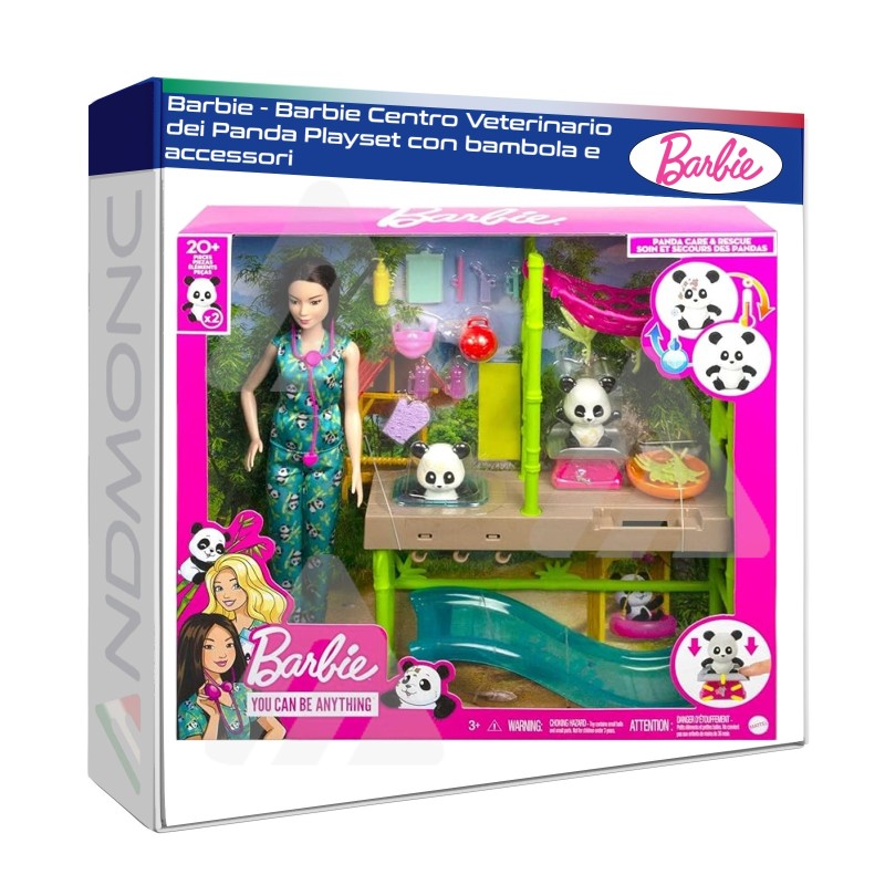 Barbie - Barbie Centro Veterinario dei Panda Playset con bambola e accessori