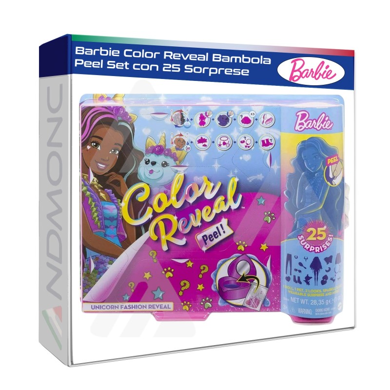 Barbie Color Reveal Bambola Peel Set con 25 Sorprese