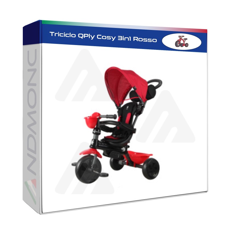 Triciclo QPly Cosy 3in1 Rosso bambini