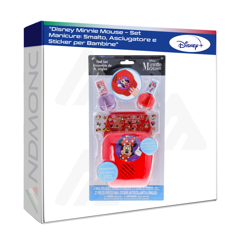 Disney Minnie Mouse – Set Manicure: Smalto, Asciugatore e Sticker per Bambine