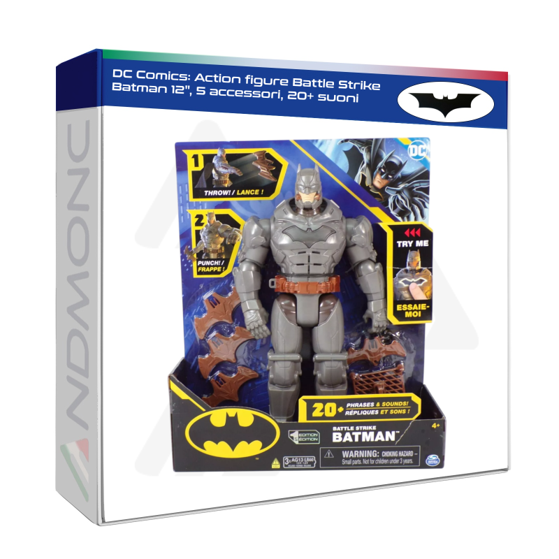 DC Comics: Action figure Battle Strike Batman 12", 5 accessori, 20+ suoni