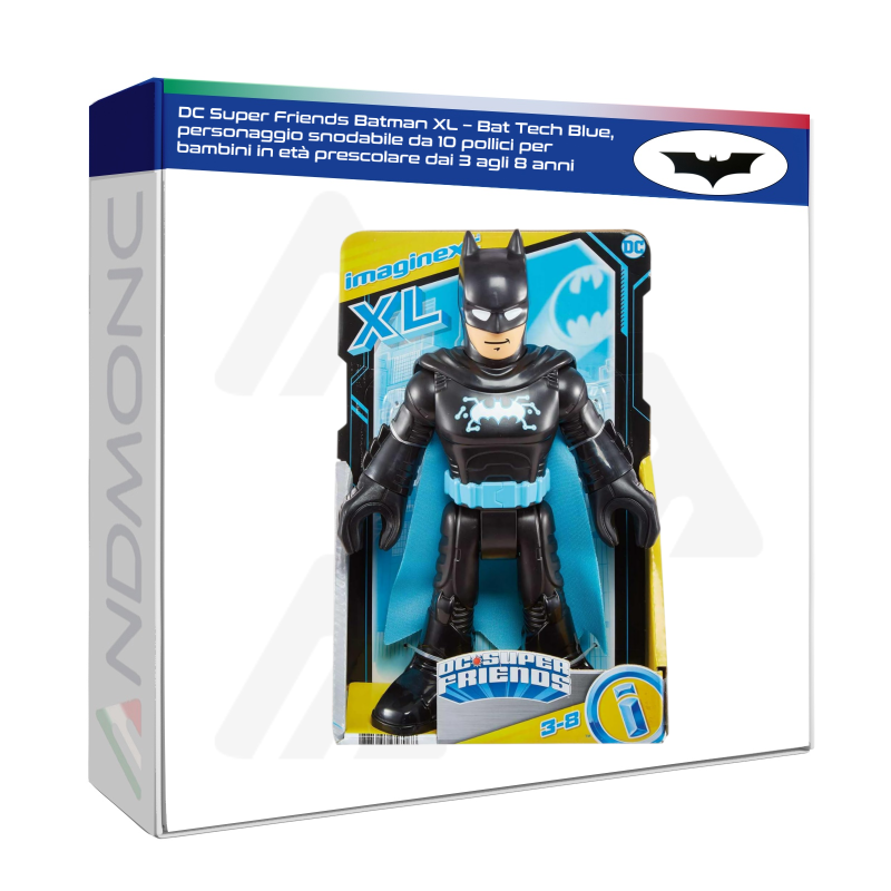 DC Super Friends Batman XL – Bat Tech Blue, personaggio snodabile da 10 pollici per bambini in età prescolare dai 3 agli 8 anni