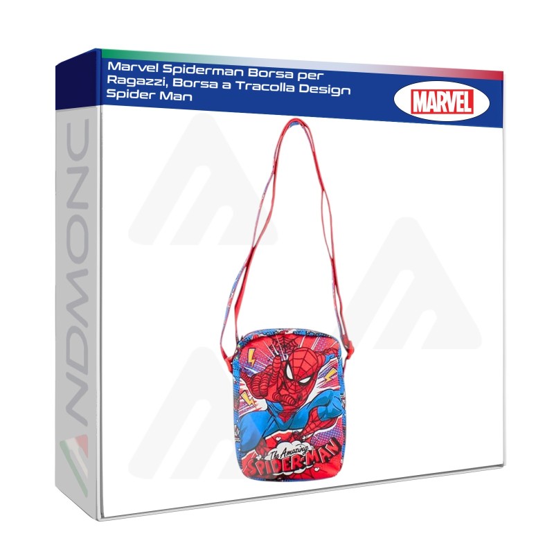 Marvel Spiderman Borsa per Ragazzi, Borsa a Tracolla Design Spider Man marsupio