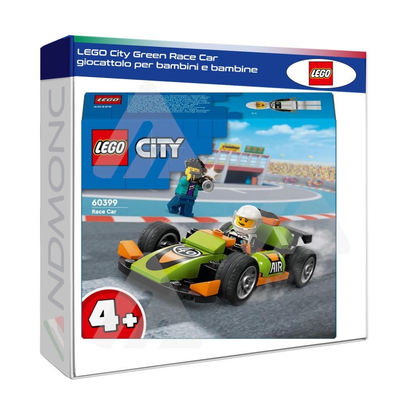 LEGO City Green Race Car giocattolo per bambini e bambine