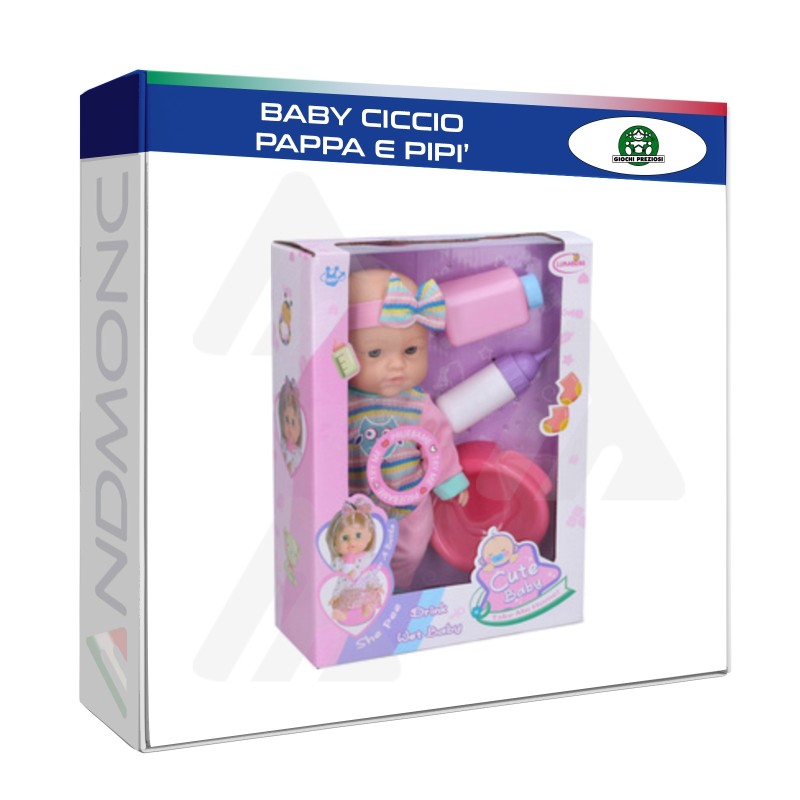 Bambolotto baby Ciccio, pappa e pipi' , con accessori