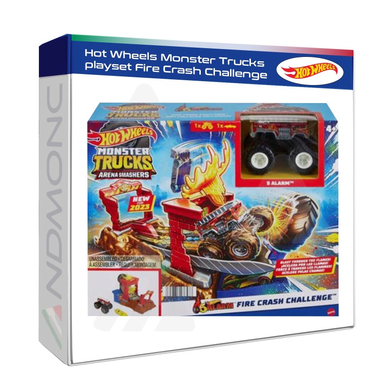 Hot Wheels Monster Trucks playset Fire Crash Challenge, giocattolo