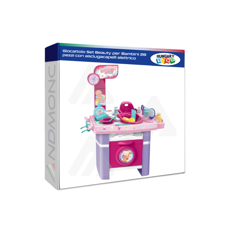 Giocattolo Set Beauty per Bambini 28 pezzi con asciugacapelli elettrico