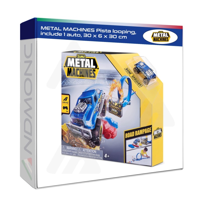 Pista Metal Machines con looping, include 1 auto 30 x 6 x 30 cm