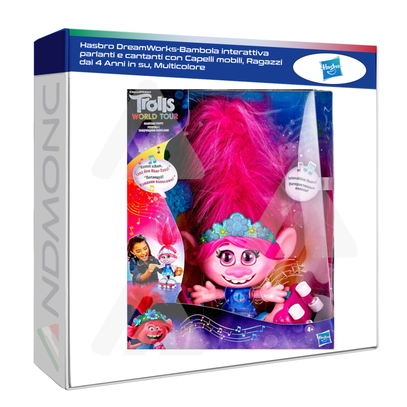 Hasbro DreamWorks-Bambola interattiva parlanti e cantanti con Capelli mobili, Ragazzi dai 4 Anni in su, Multicolore