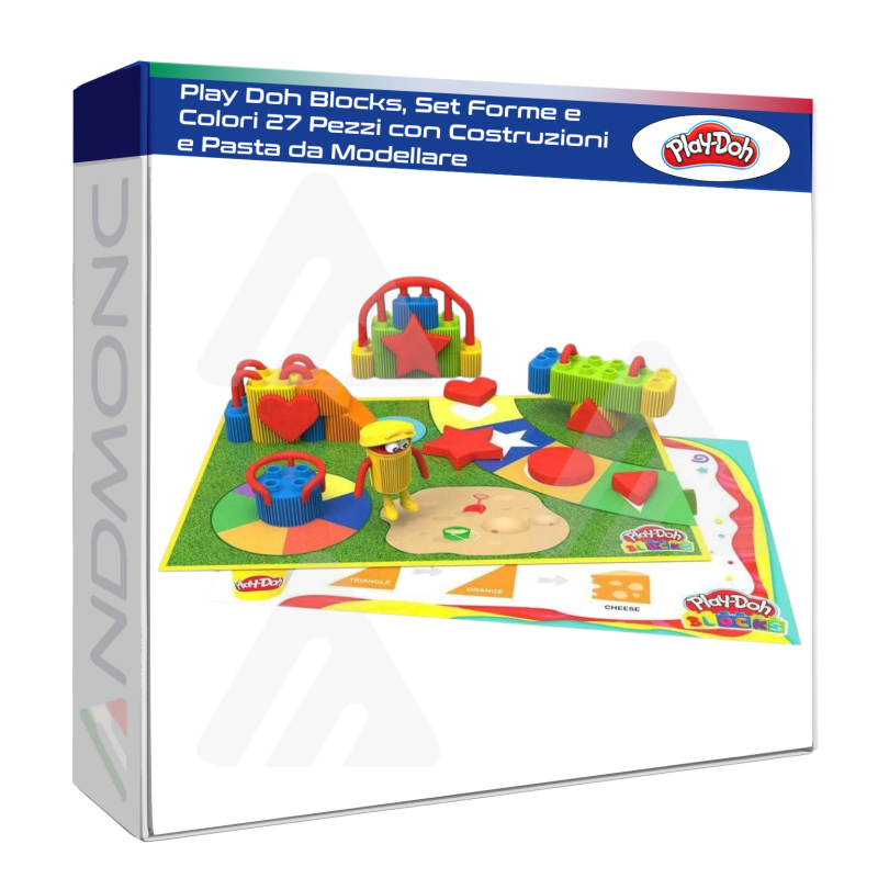 Play Doh Blocks, Set Forme e Colori 27 Pezzi con Costruzioni e Pasta da Modellare