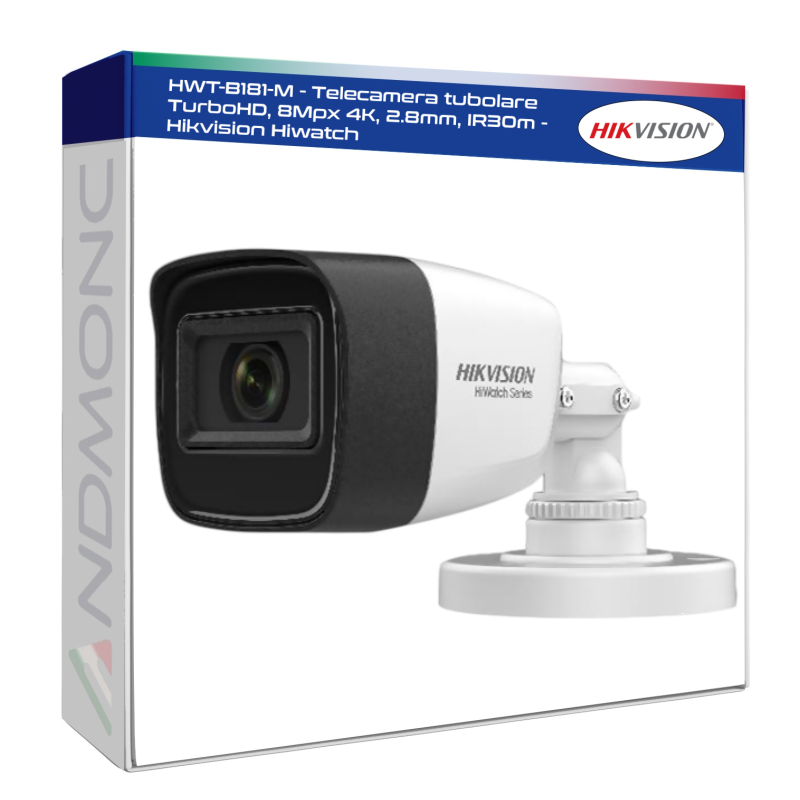 HWT-B181-M - Telecamera tubolare TurboHD, 8Mpx 4K, 2.8mm, IR30m - Hikvision Hiwatch