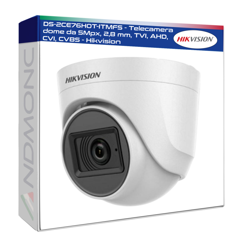 DS-2CE76H0T-ITMFS - Telecamera dome da 5Mpx, 2,8 mm, TVI, AHD, CVI, CVBS - Hikvision