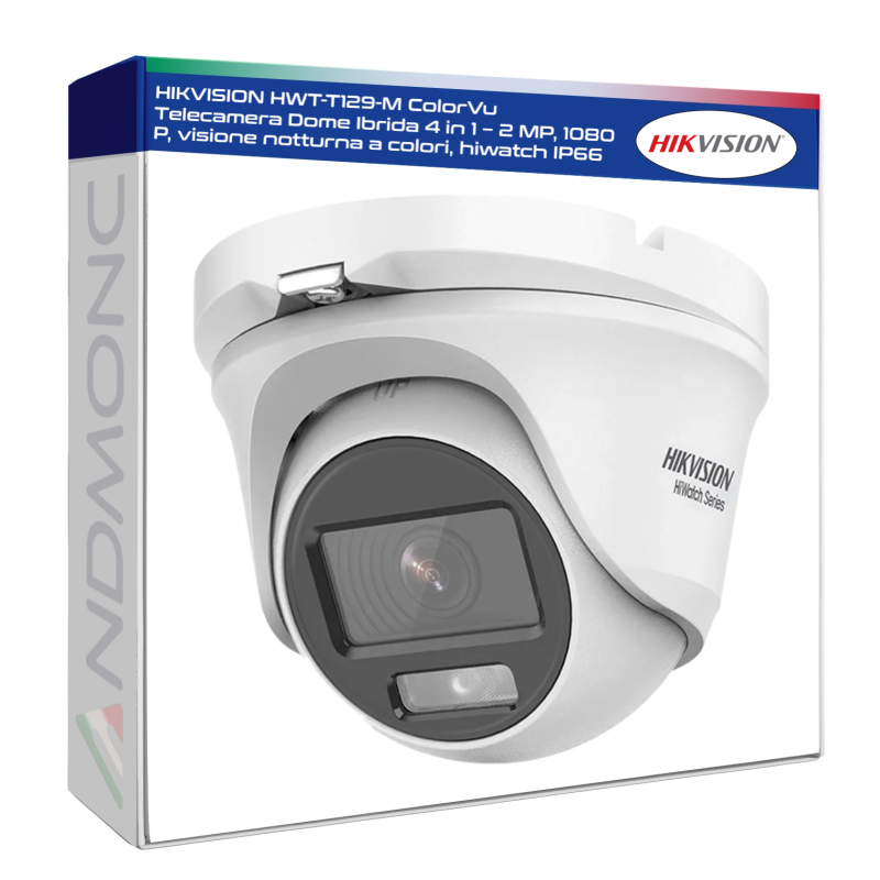 HIKVISION HWT-T129-M ColorVu Telecamera Dome Ibrida 4 in 1 – 2 MP, 1080 P, visione notturna a colori, hiwatch IP66