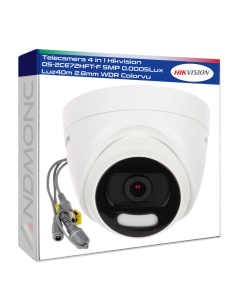 Telecamera 4 in 1 Hikvision DS-2CE72HFT-F 5MP 0.0005Lux Luz40m 2.8mm WDR Colorvu