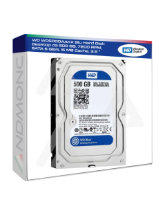 WD WD5000AAKX Blu Hard Disk Desktop da 500 GB, 7200 RPM, SATA 6 GB/s, 16 MB Cache, 3.5 "