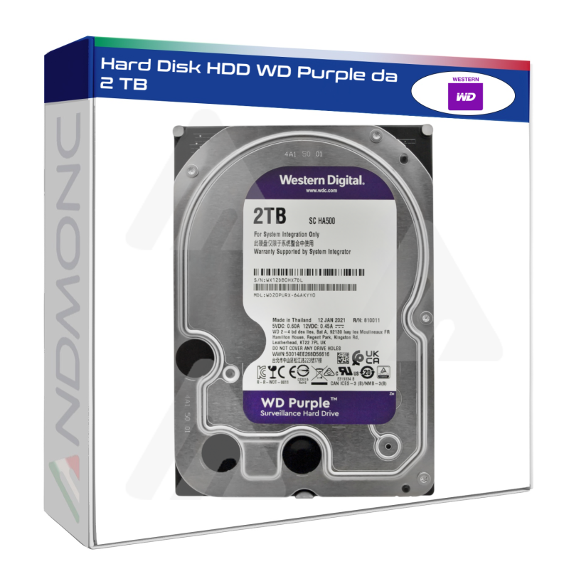 Hard Disk HDD WD Purple da 2 TB