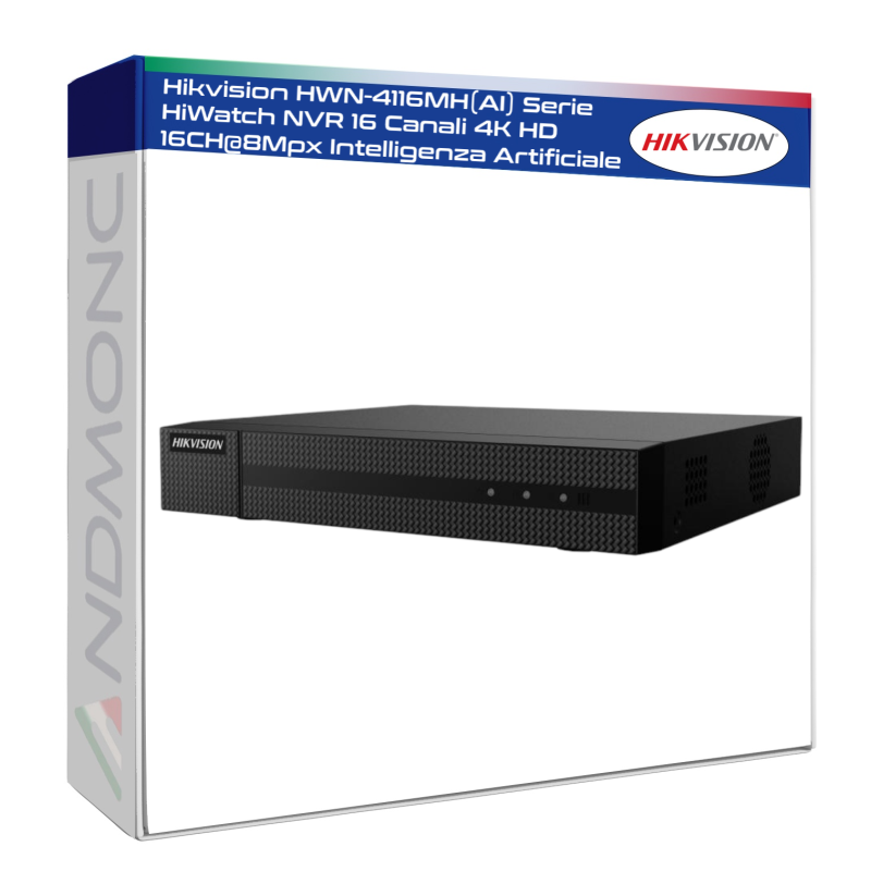 Hikvision HWN-4116MH(AI) Serie HiWatch NVR 16 Canali 4K HD 16CH@8Mpx Intelligenza Artificiale