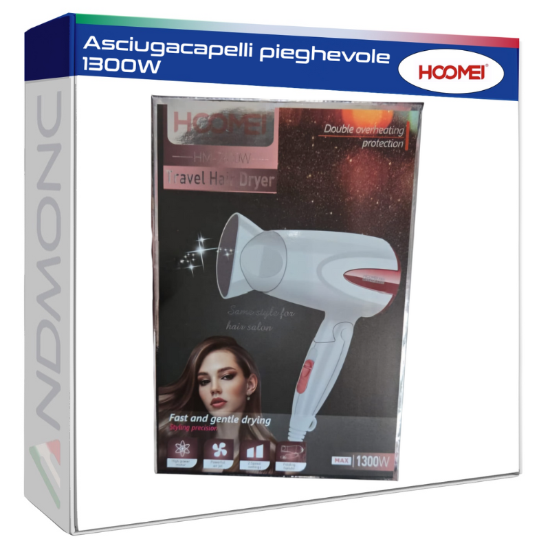 Asciugacapelli pieghevole 1300W - hoomei hm-7630W