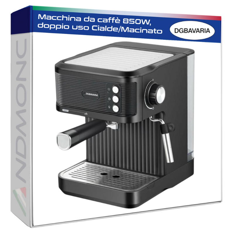 Macchina da caffè 850W, doppio uso Cialde/Macinato Bavaria Nero