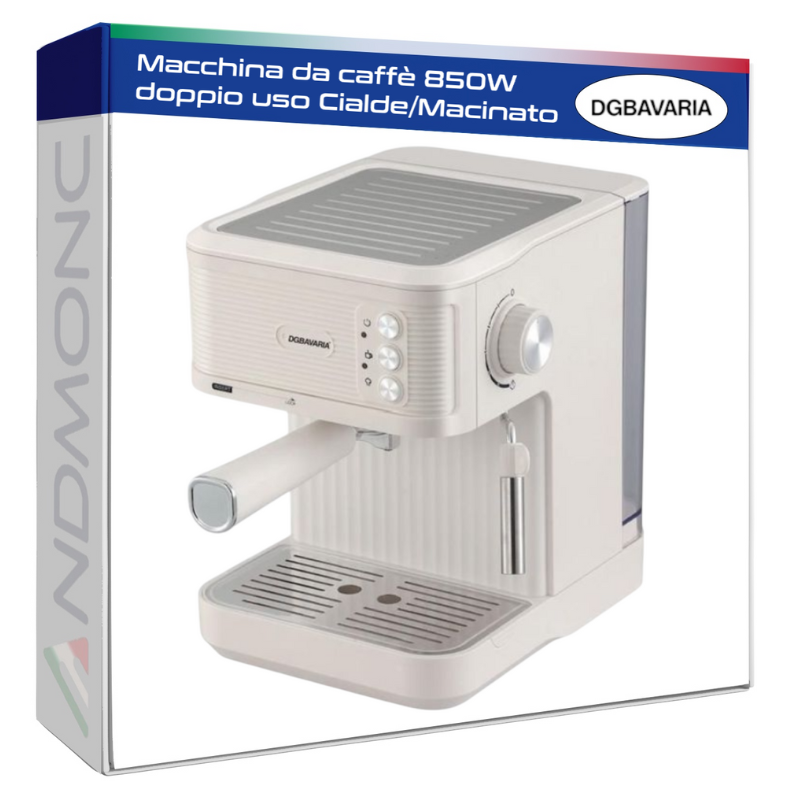 Macchina da caffè 850W doppio uso Cialde/Macinato DGBavaria Bianco