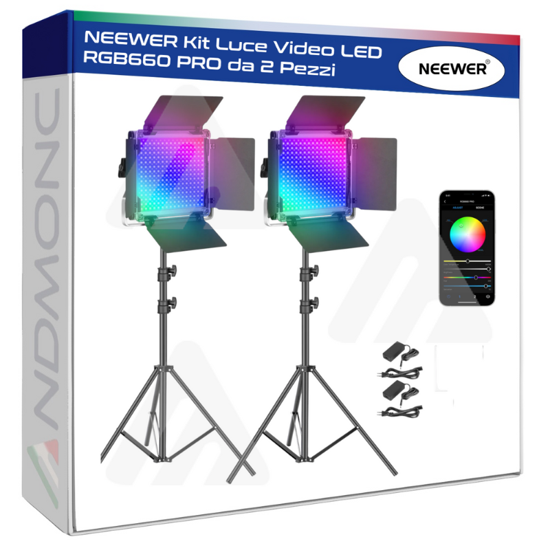 NEEWER Kit Luce Video LED RGB660 PRO da 2 Pezzi