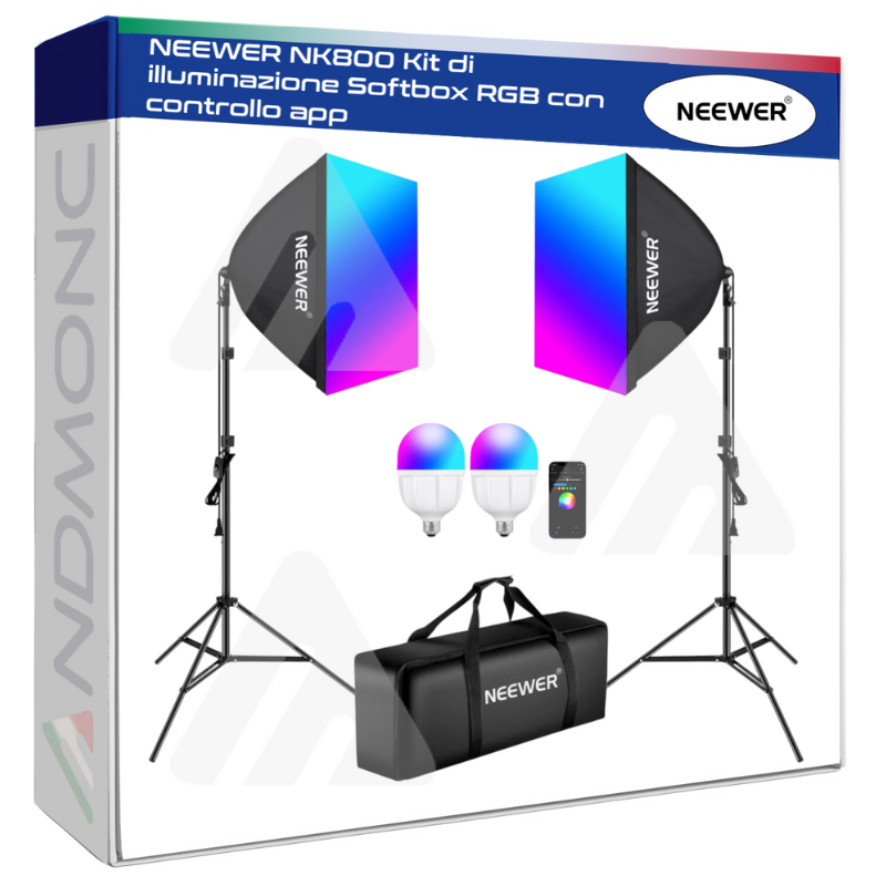 NEEWER NK800 Kit di illuminazione Softbox RGB con controllo app