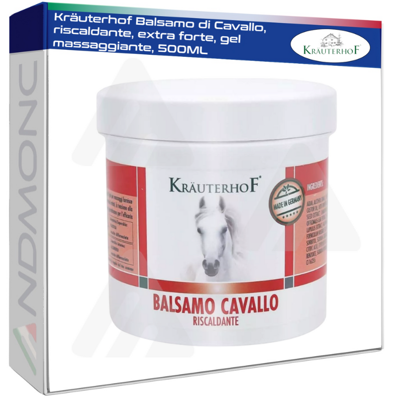 Kräuterhof Balsamo di Cavallo, riscaldante, extra forte, gel massaggiante, 500ML