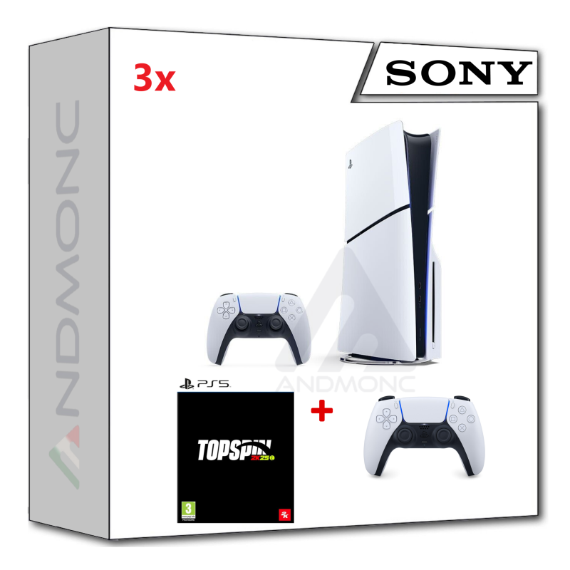 PS5 Console 1TB Standard Slim White + PS5 TOP SPIN 2K25 + dualsense