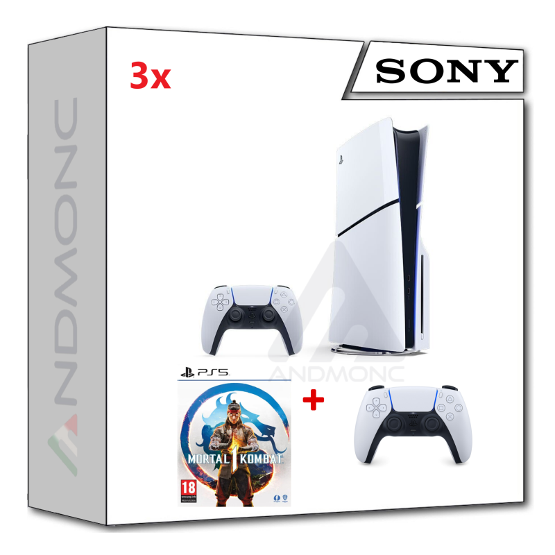 PS5 Console 1TB Standard Slim White + PS5 MORTAL KOMBAT 1 + dualsense