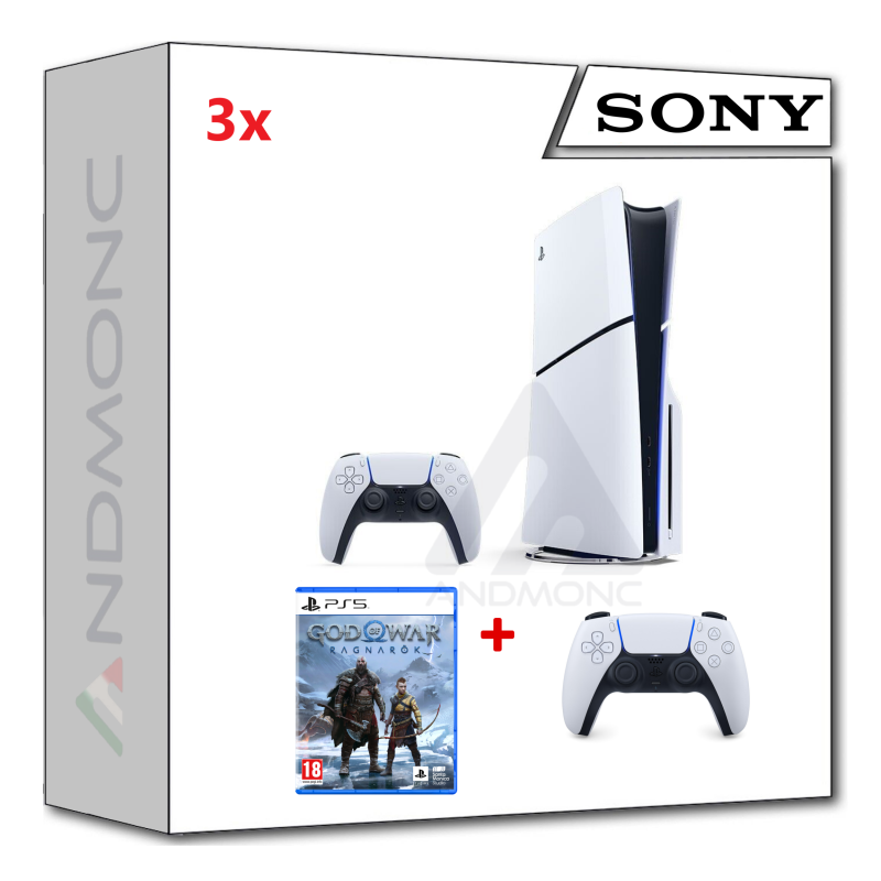 PS5 Console 1TB Standard Slim White + PS5 GOD OF WAR: RAGNAROK + dualsense