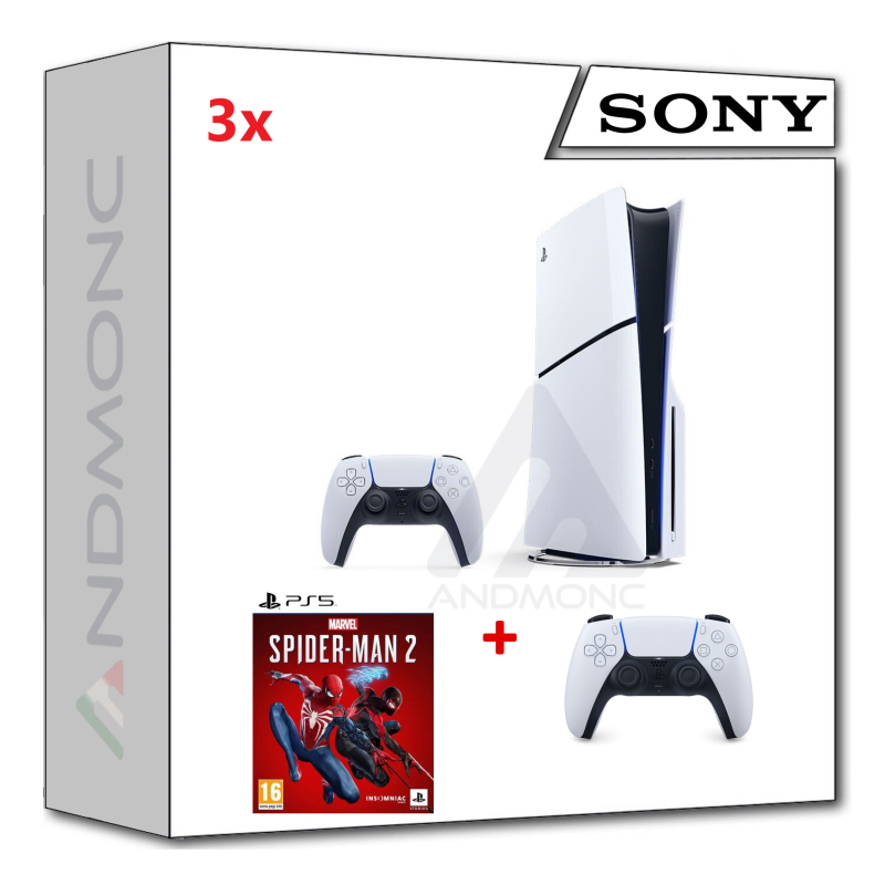 PS5 Console 1TB Standard Slim White + PS5 MARVEL'S SPIDERMAN 2 + dualsense