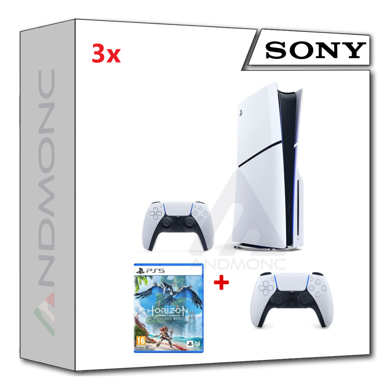 PS5 Console 1TB Standard Slim White + PS5 HORIZON FORBIDDEN WEST + dualsense