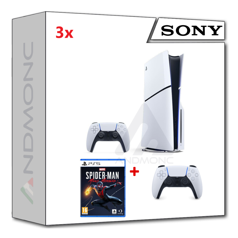 PS5 Console 1TB Standard Slim White + PS5 MARVEL'S SPIDER-MAN MILES MORALES + dualsense