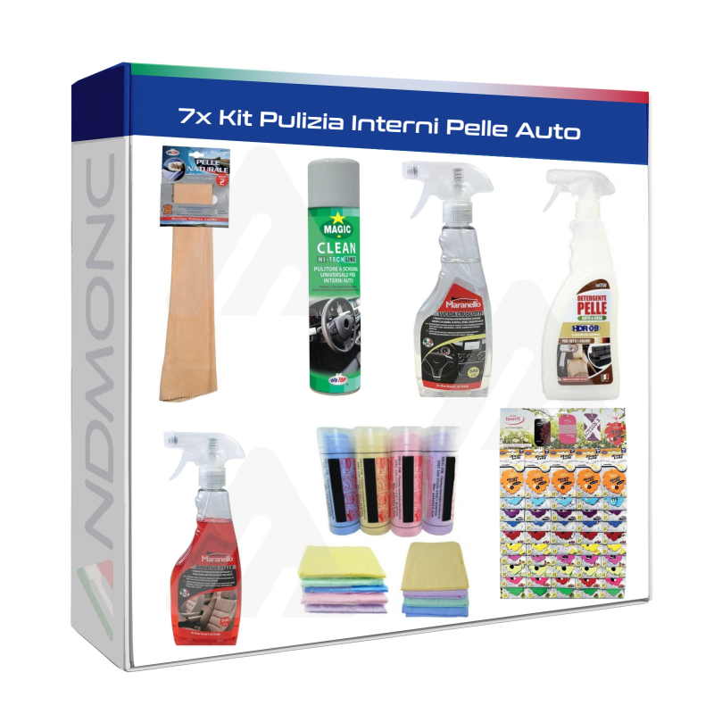 Kit Pulizia Interni Pelle Auto 7pz.