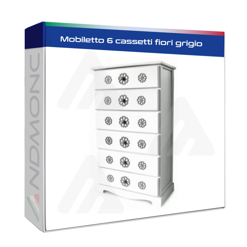 Mobiletto 6 cassetti fiori grigio