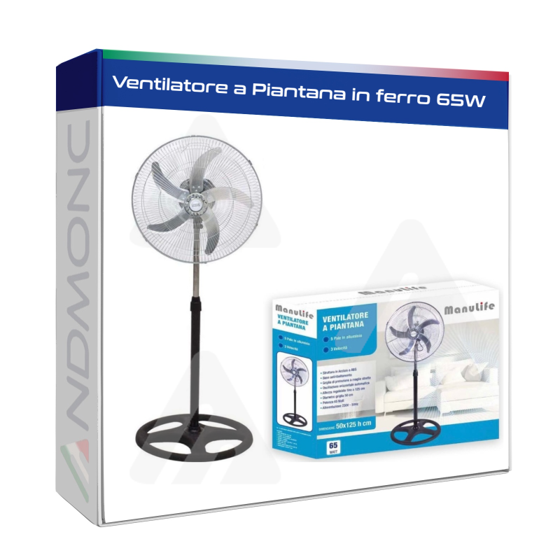 Ventilatore a piantana in ferro 65W