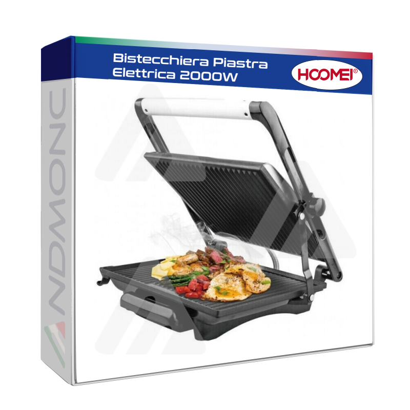 Hoomei Bistecchiera Piastra Elettrica 2000W HM-5870 Barbecue Grill Carne Panini