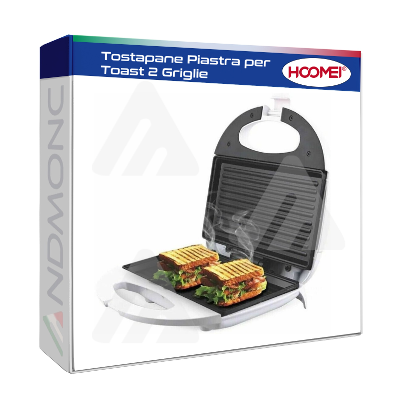 Tostapane Piastra per Toast 2 Griglie Sandwich Tostiera Elettrica 750W HM-5810W