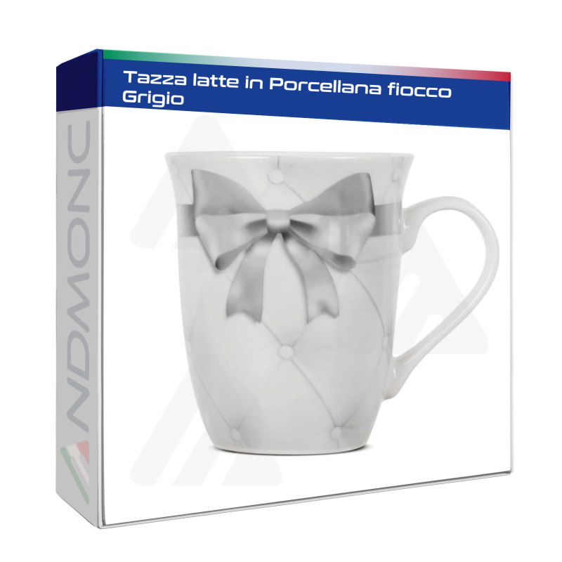 Tazza latte in Porcellana con fiocco Grigio 12,5x9x10,5cm