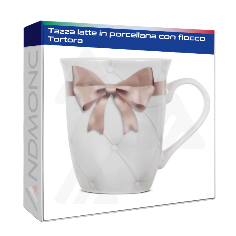 Tazza latte in Porcellana con fiocco Tortora 12,5x9x10,5cm