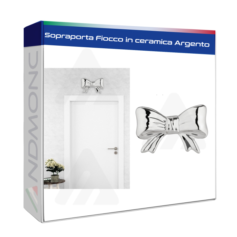 Sopraporta Fiocco in ceramica Argento 35cm