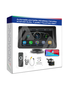 Autoradio portatile Wireless Carplay Android Auto, 7 pollici Touchscreen