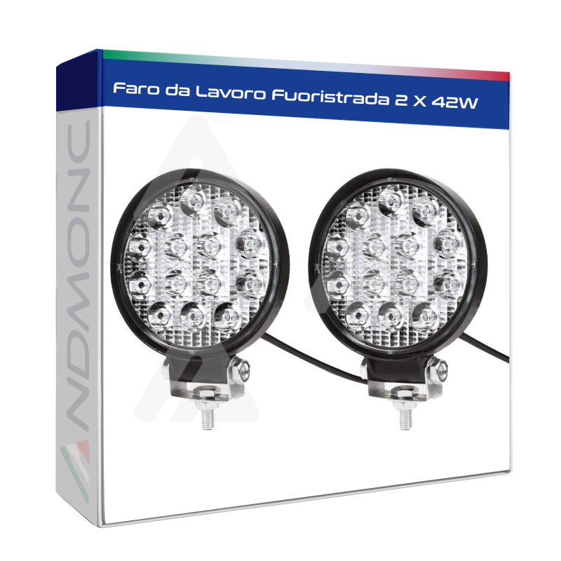 Faro da Lavoro Fuoristrada 2 X 42W Tondo Fari Led 12V 24V