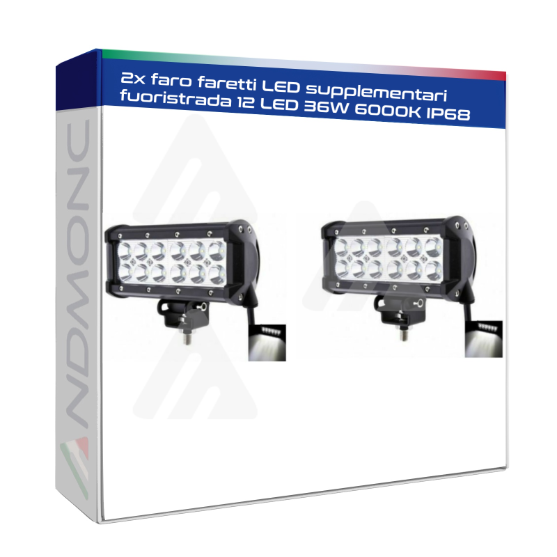 2x faro faretti LED supplementari fuoristrada 12 LED 36W 6000K IP68