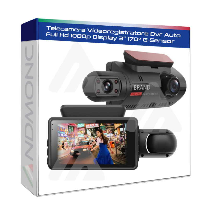 Telecamera Videoregistratore Dvr Auto Full Hd 1080p Display 3" 170° G-Sensor